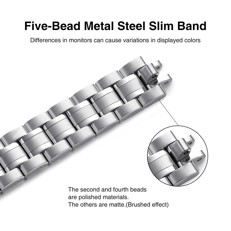 STIROLL Thin Replacement Band Compatible for Apple Watch 49mm 46mm 45mm 44mm 42mm(Series 3 2 1), Stainless Steel Metal Wristband Women Men for iWatch Ultra SE Series 11 10 9 8 7 6 5 4, Silver - Image 2